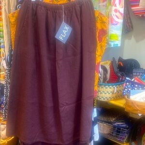 FLAX 100% linen skirt in eggplant color size1X🌺